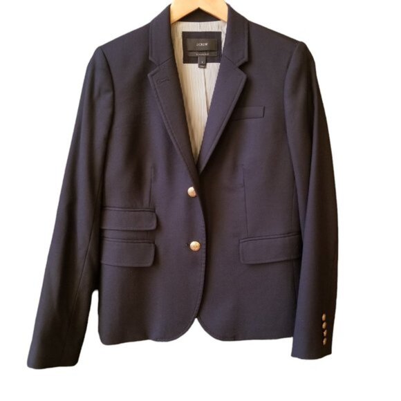 J. Crew Wool Blend Schoolboy Navy Blazer – Size 6 - Picture 2 of 9